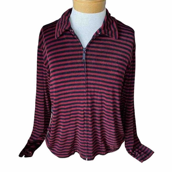 Chico’s Travelers Jacket Womens Size 0 Stretchy Striped Ladies - Picture 1 of 10